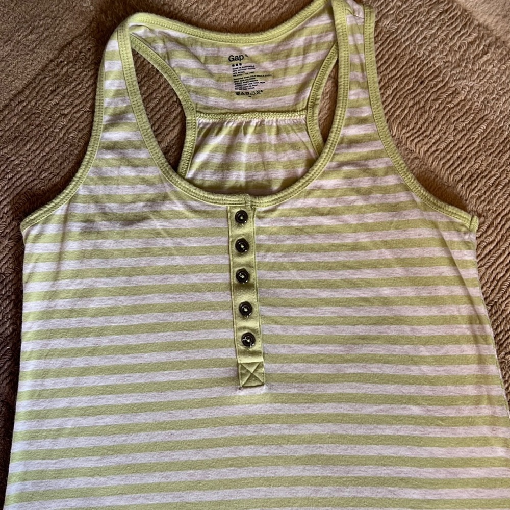 EUC GAP Light Green and White Cotton Blend Racerback Tank Top size S